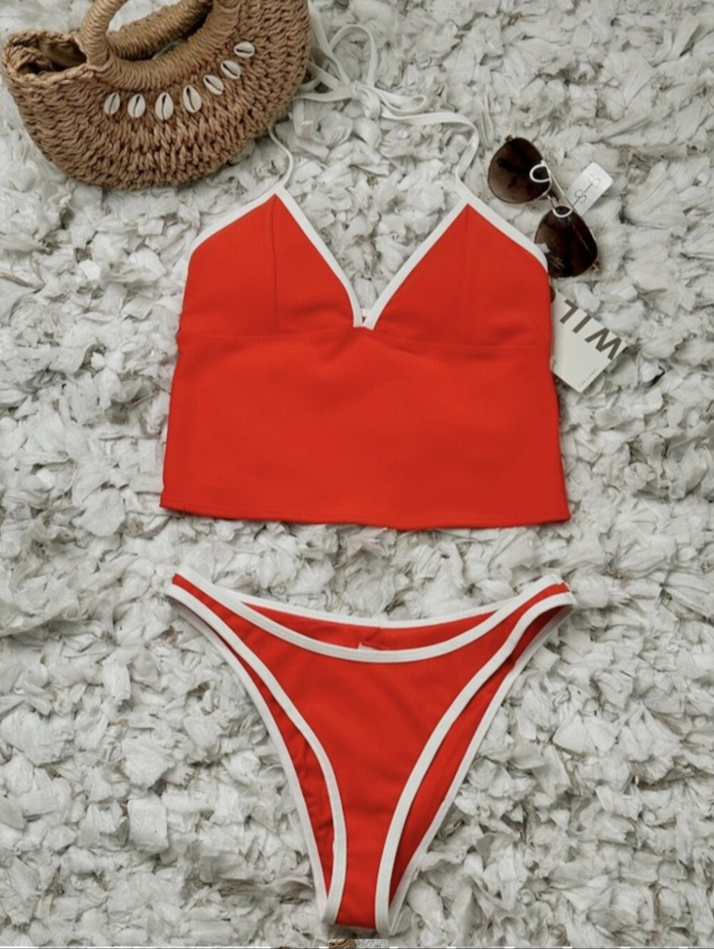 WILO THE LABEL🏖 2-Piece Tankini Set In Tomato Red SIZE XS